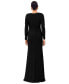 Women's Ruched Long-Sleeve Slit Gown