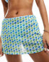 The Frolic retro heart print mini mesh sarong in blue and green blue and green, 36 - фото #4