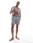 Hunky Trunks swim shorts co ord in navy and white stripe Синий, XL - фото #1