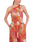 Фото #4 товара Women's Floral Chiffon Halter Jumpsuit