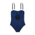 Фото #5 товара Women's Twist-Front Bandeau Classic One Piece Swimsuit - Kona Sol Navy Blue XS