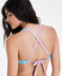 Фото #4 товара Juniors' Contrast-Trim Triangle Bikini Top, Created for Macy's