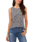 Women's Printed Crewneck Split Back Keyhole Tank Top