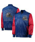 ფოტო #2 პროდუქტის Men's Royal, Red New England Patriots Locker Room Throwback Satin Varsity Full-Snap Jacket