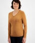 Фото #1 товара Women's Button-Cuff V-Neck Sweater, Created for Macy's