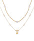 Gold-Tone Crystal & Textured Logo Layered Pendant Necklace, 16" + 2" extender