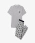 ფოტო #7 პროდუქტის Men's Stretch Jersey Pajama Set