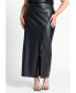 Plus Size Faux Leather Column Skirt With Slit