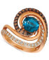 ფოტო #1 პროდუქტის Deep Sea Blue Topaz (1-3/4 ct. t.w.) & Diamond (3/4 ct. t.w.) Fibonacci Spiral Ring in 14k Rose Gold