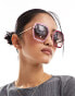 Фото #1 товара AJ Morgan oversized festival glitter sunglasses in pink - PINK