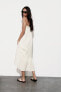 Cotton muslin midi dress with lace trims