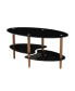 Фото #5 товара Modern 3-Layer Glass Coffee Table with Oak Wood Legs