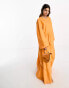 Daska tiered puff balloon sleeve maxi dress in orange