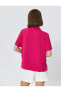 Standart Gömlek Yaka Çizgili Fuşya Kadın Gömlek 3sak60021pw