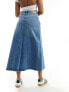 Фото #3 товара Vero Moda a-line denim maxi skirt in medium blue wash