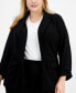 Фото #3 товара Trendy Plus Size Notch-Collar Ruched-Sleeve Blazer, Created for Macy's
