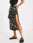 Фото #3 товара ASOS DESIGN midi slip skirt with thigh split in dark based floral print