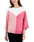 ფოტო #1 პროდუქტის Women's Colorblock Dolman-Sleeve Sweater