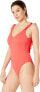 Фото #2 товара Polo Ralph Lauren Womens 182847 Modern Solids Ruffle One Piece Swimsuit Size S