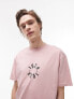 Topman – Oversize-T-Shirt in Rosa mit „1978 Detroit“-Stickerei