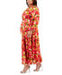 Фото #3 товара Plus Size Printed Belted Blouson-Sleeve Maxi Dress