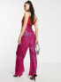 Фото #2 товара Collective the Label exclusive metallic wide leg jumpsuit in colour block