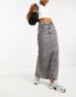 Фото #1 товара ASOS DESIGN denim maxi skirt with split hem in washed grey