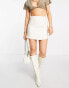 Фото #1 товара ASOS DESIGN faux leather curved hem mini skirt in cream