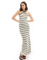 Pretty Lavish halterneck knit midaxi dress in cream stripe Cremefarbene Streifen, M - DE 38-40 - фото #1