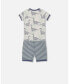 ფოტო #3 პროდუქტის Boy Organic Cotton Two Piece Short Pajama Set Heather Beige Printed Dinosaurs - Child