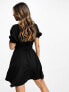 Фото #4 товара New Look collared tie waist mini shirt dress in black