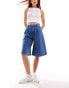 Фото #2 товара ASOS DESIGN tailored longline denim jorts in midwash blue