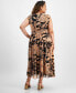 Фото #2 товара Plus Size Printed Cap-Sleeve Midi Wrap Dress