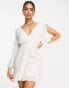 Miss Selfridge Premium embellished sequin wrap mini dress in white weiß, 34 - фото #1