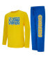 ფოტო #1 პროდუქტის Men's Powder Blue, Gold Los Angeles Chargers Meter Long Sleeve T-shirt and Pants Sleep Set