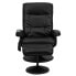 Фото #3 товара Massaging Black Leather Recliner And Ottoman With Leather Wrapped Base