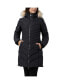 ფოტო #1 პროდუქტის Women's Queens Faux Fur Trim Chevron Quilt Mid Length Coat