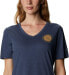 Columbia 276574 Bluebird Day Relaxed V Neck Nocturnal Heather/Hey There, 1X Plus
