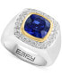 EFFY® Men's Lab Grown Sapphire (2-1/5 ct. t.w.) & Lab Grown Diamond (5/8 ct. t.w.) Halo Ring in 14k Two-Tone Gold