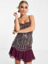 Фото #1 товара ASOS DESIGN cami mini dress with artwork embellishment and ruffle hem in plum