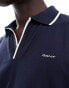 Фото #4 товара GANT logo tipping collar polo in navy