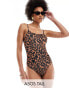 Фото #1 товара ASOS DESIGN Tall Adrienne square neck skinny strap swimsuit in oversized animal