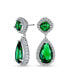 ფოტო #1 პროდუქტის Classic Bridal Statement 7-5CT Green AAA CZ Pear Shaped Simulated Emerald Clear Cubic Zirconia Halo Teardrop Chandelier Dangle Earrings Bridesmaid