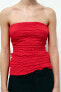 Textured strapless top