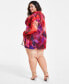 Фото #2 товара Trendy Plus Size Printed Organza Oversized Shirt