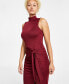 Women's Mock-Neck Tie-Front Midi Dress, Created for Macy's Красный, XL - фото #4