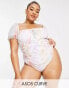 Фото #1 товара ASOS LUXE Curve corset puff sleeve swimsuit in toile de juoy print