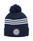 Фото #1 товара Men's Navy Winnipeg Jets Locker Room Three Stripe Cuffed Knit Hat with Pom