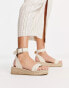 Фото #4 товара South Beach PU two part espadrille sandal with textured buckle in cream linen