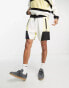 HUGO Dalvador colourblock jersey shorts in off white and yellow